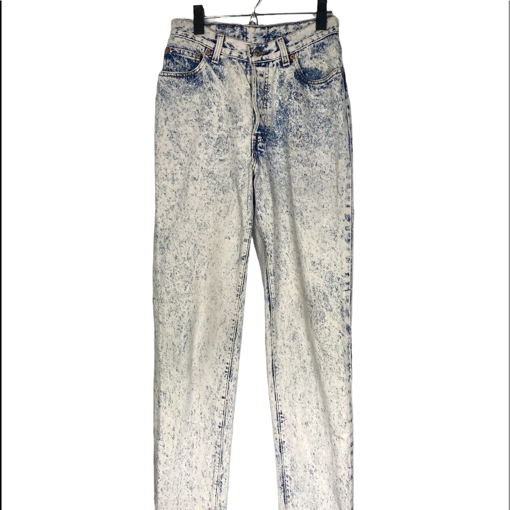 Vintage 80’s Levis 501 High Rise Women Denim Jeans Acid Wash 28x40 Size 11 USA